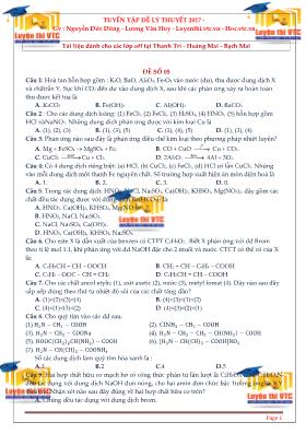 Đề kiểm tra lý thuyết môn Hóa học Lớp 12 năm 2017 - Đề số 5 - Nguyễn Đức Dũng